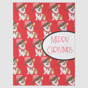 Adorable Holiday Puppy Wearing Christmas Santa Hat Tissue Paper