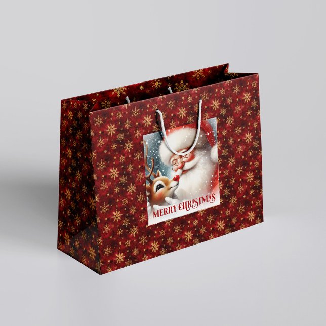 Adorable Holiday Santa and Rudolph Gift Bag (Adorable Holiday Santa and Rudolph Gift Bag)