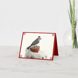 Adorable Holiday Tufted Titmouse Card
