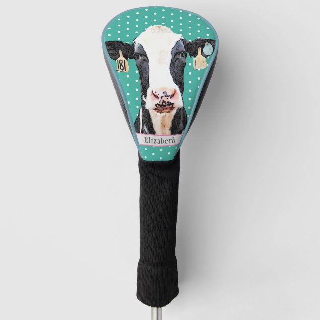 Adorable Holstein Cow Dairy Animal Colourful Cute Golf Head Cover (Front)