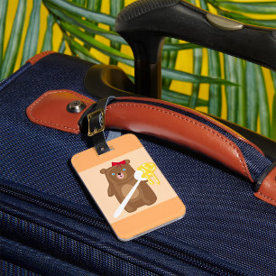 Adorable Honey Bear with Spoon And Red Bow  Luggage Tag