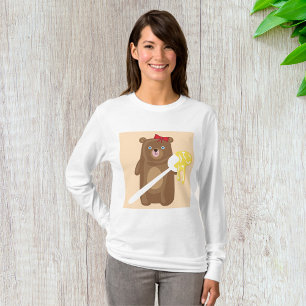 Adorable Honey Bear with Spoon And Red Bow T-Shirt