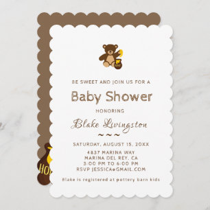Adorable Honey Bee Baby Shower Invitation White