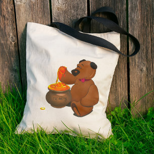 Adorable Honey Loving Bear with Honey Pot  Tote Bag