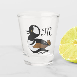 Adorable Hooded Merganser Duck Swimming Shot Glass