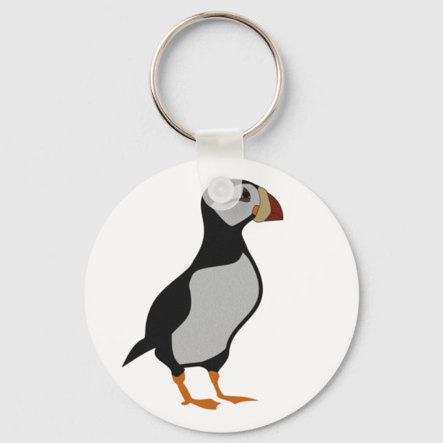 Adorable Horned Puffin Standing Cartoon Key Ring (Front)