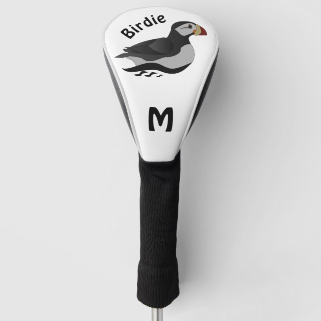 Adorable Horned Puffin Swimming Cartoon Golf Head Cover (Front)