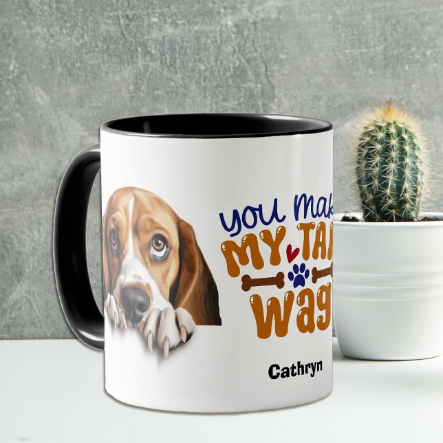 Adorable Hound Dog You Make My Tail Wag Mug (Creator Uploaded)