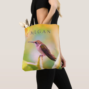 Adorable Hummingbird Custom Your Name Tote Bag
