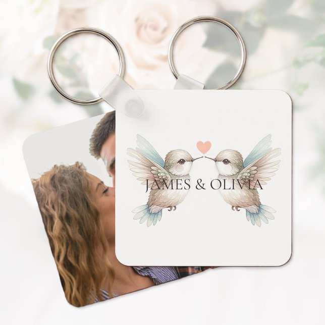 Adorable Hummingbirds Add Photo Name Keychain  (Adorable Hummingbirds Add Photo Name Keychain)