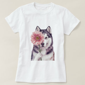 Adorable Husky Watercolor Illustration T-Shirt