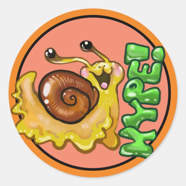 Adorable HYPE! Snail Emote  Classic Round Sticker (Front)