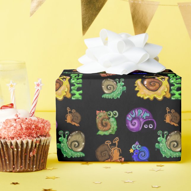 Adorable HYPE! Snail Emotes Wrapping Paper (Birthday Party)