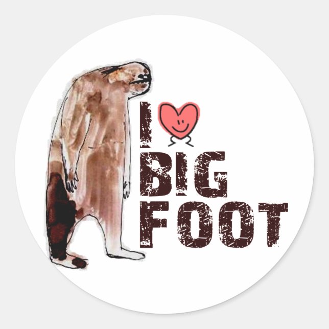 Adorable! I LOVE <3 BIGFOOT design Finding Bigfoot Classic Round Sticker (Front)