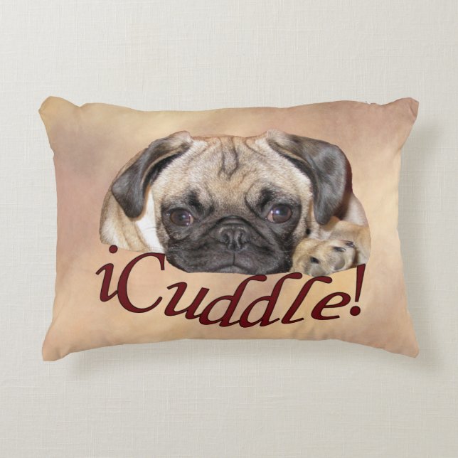 Adorable iCuddle Pug Puppy Decorative Cushion (Front)