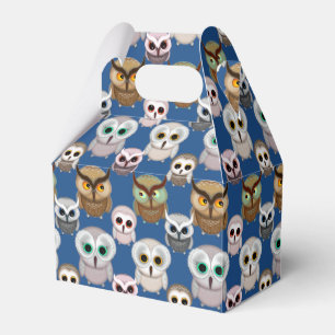 Adorable Illustrated Owls Pattern Favour Box