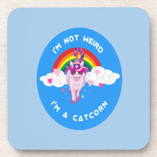 Adorable I'm Not Weird I'm a Catcorn Coaster