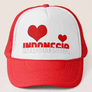 Adorable Indonesia Flag Hearts Patriotic Trucker Hat