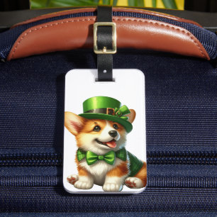 ADORABLE IRISH DRESSED CORGI PUPPY DOG LUGGAGE TAG