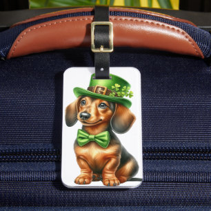 ADORABLE IRISH DRESSED DACHSHUND DOG LUGGAGE TAG