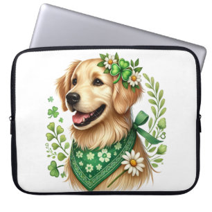ADORABLE IRISH DRESSED GOLDEN RETRIEVER DOG LAPTOP SLEEVE