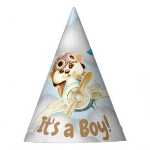 Adorable "It's a Boy!" Chipmunk flying an Aeroplan Party Hat
