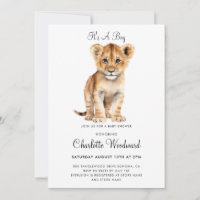 Adorable It's A Boy Lion Cub Invitation