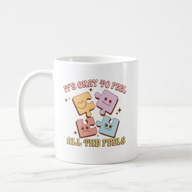 Adorable It's Okay To Feel All The Feels Coffee Mug (Left)