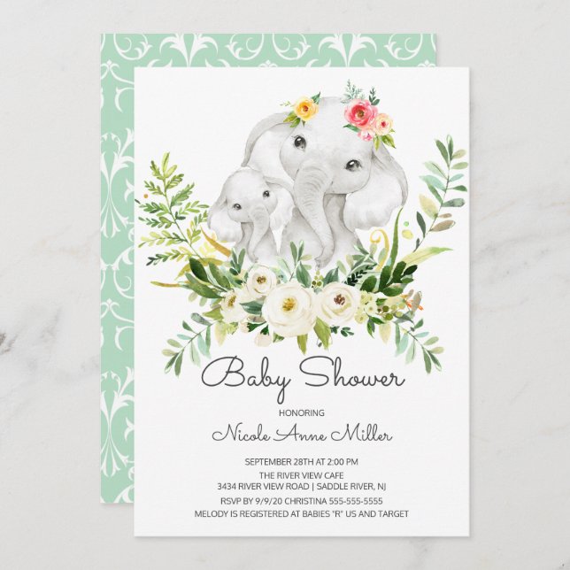 Adorable Jungle Animals Baby Shower Invitation (Front/Back)