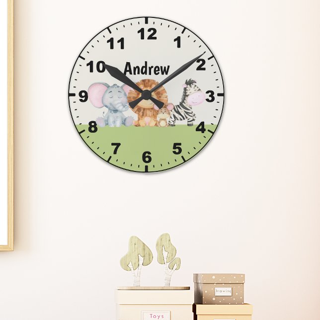 Adorable Jungle Animals Kids Round Clock (Creator Uploaded)