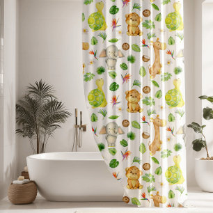 Adorable Jungle Animals Kids Shower Curtain