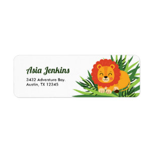 Adorable Jungle Safari Animal Lion Return Address Label