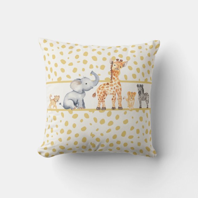Adorable Jungle Safari Animals Pattern Cushion (Front)