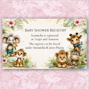 Adorable Jungle Safari Baby Shower Animals Enclosure Card