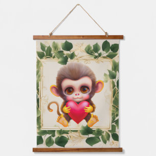 Adorable Jungle Valentine Monkey Hanging Tapestry