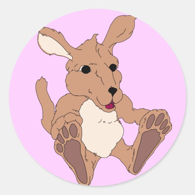 Adorable Kangaroo Classic Round Sticker (Front)