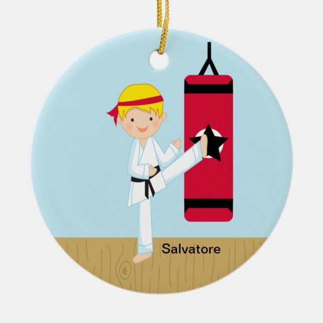 Adorable karate Boy Ornament (Front)