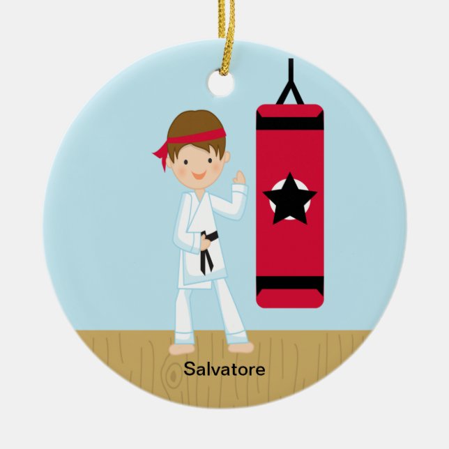 Adorable karate Boy Ornament (Front)