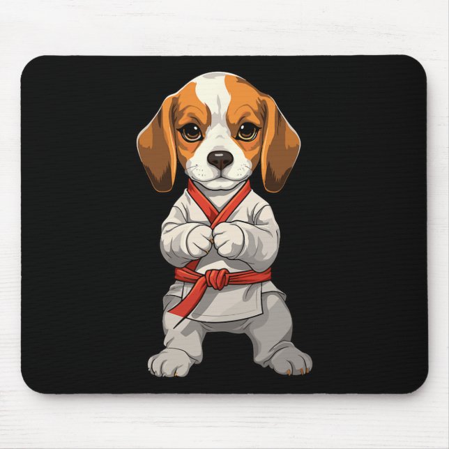 Adorable Karate Dog With Determined Look  Mouse Pad (Front)