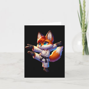 Adorable Karate Fox Crane Kick Pose Card