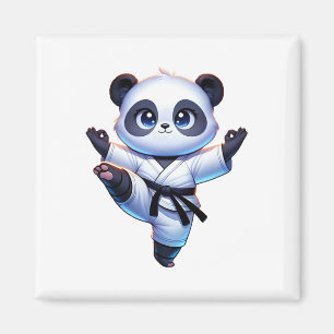 Adorable Karate Panda Crane Kick Pose Magnet