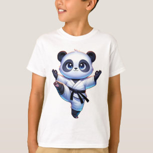 Adorable Karate Panda Crane Kick Pose  T-Shirt