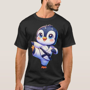 Adorable Karate Penguin Crane Kick Pose T-Shirt