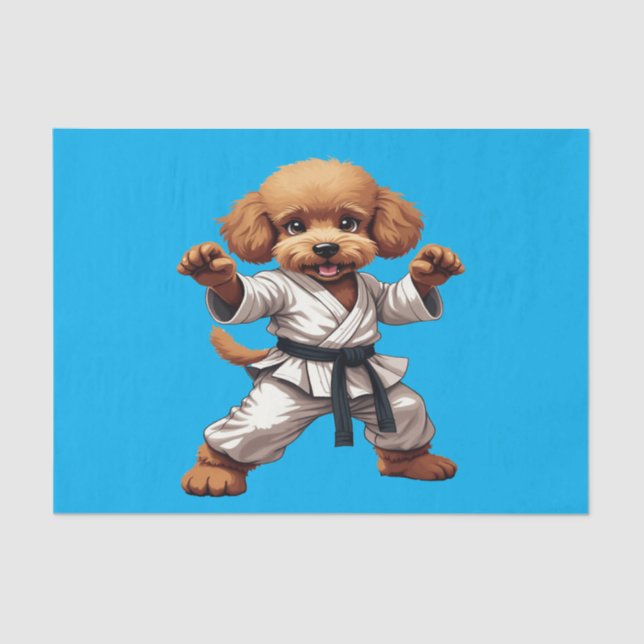 Adorable Karate Puppy Martial Arts Gi Illustration Tissue Paper (Front)
