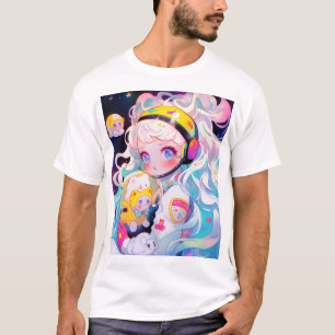Adorable Kawaii Anime Girl in Space T-Shirt