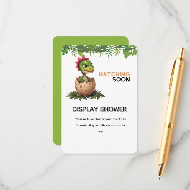 Adorable Kawaii Baby Dinosaur Hatching Enclosure Card (Front/Back In Situ)