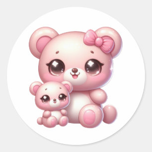 Adorable Kawaii Bear Stickers: Cuteness Overload Classic Round Sticker