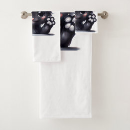 Adorable Kawaii Black Cat Bath Towel Set