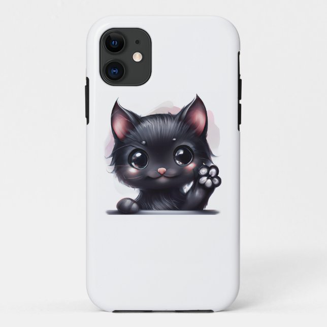 Adorable Kawaii Black Cat Case-Mate iPhone Case (Back)