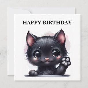 Adorable Kawaii Black Cat Holiday Card